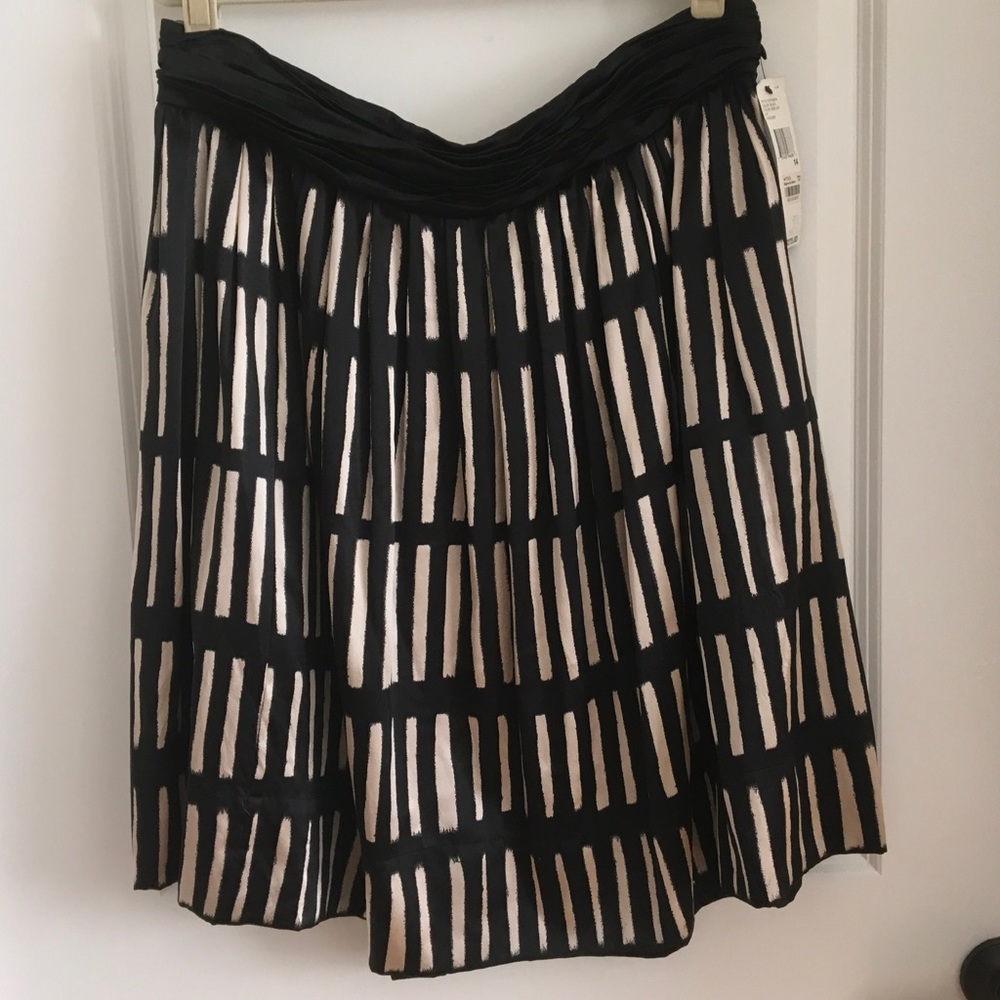 DKNY Black and Cream Midi Skirt